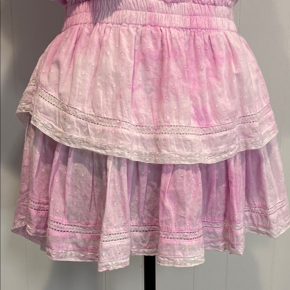 LoveShackFancy Dress Natasha Mini Tie Dye Ruffled Swiss Dot Lace Extra Large - Picture 6 of 16